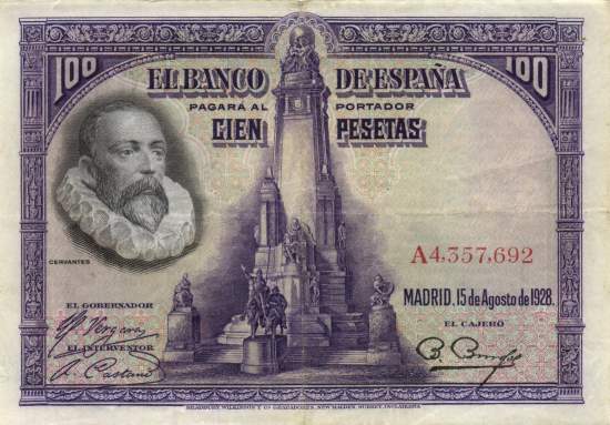 100 Pesetas 15.8.1928